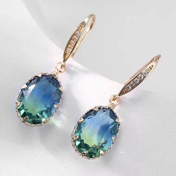 #40 Re-Stocked❗️Tourmaline Oval Dangle Earrings - Picture 6 of 8